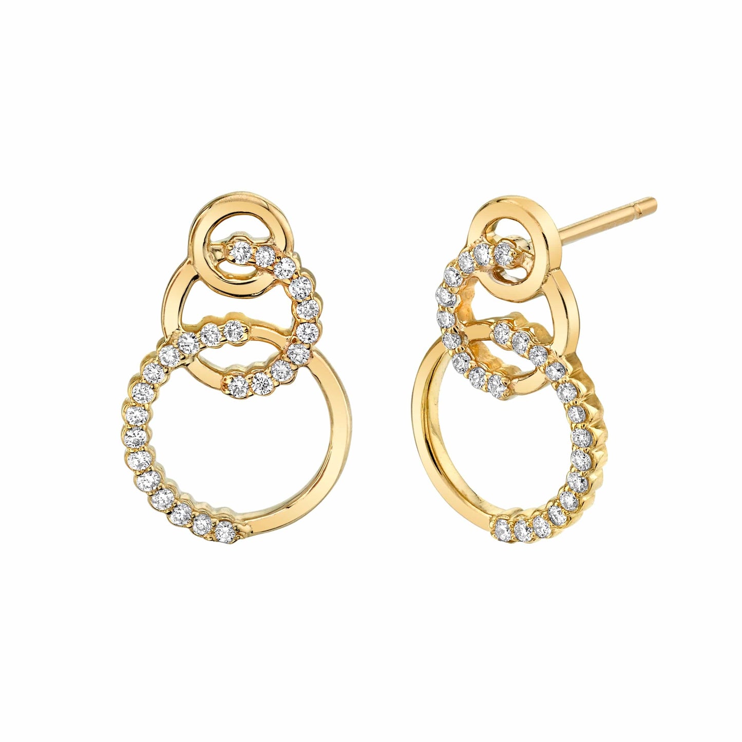 MICHAEL M Triple Circle Diamond Drop Earrings ER273YG