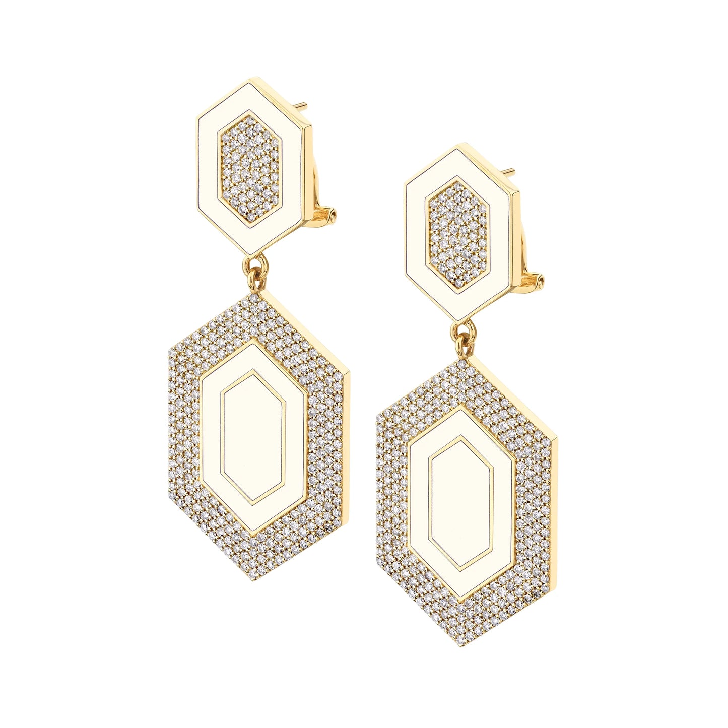 MICHAEL M Chroma Pav√© Hexagon Cocktail Earrings ER490