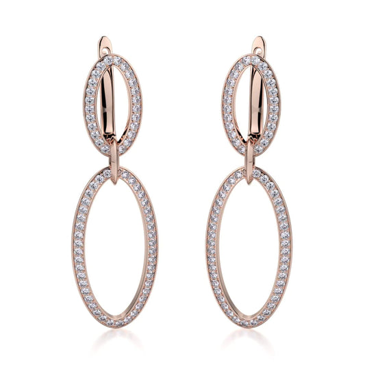 MICHAEL M Double Oval Diamond Drop Earrings MKOB169RG