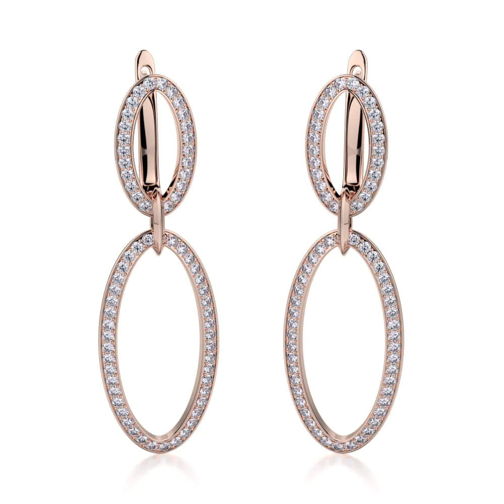 MICHAEL M Double Oval Diamond Drop Earrings MKOB169RG