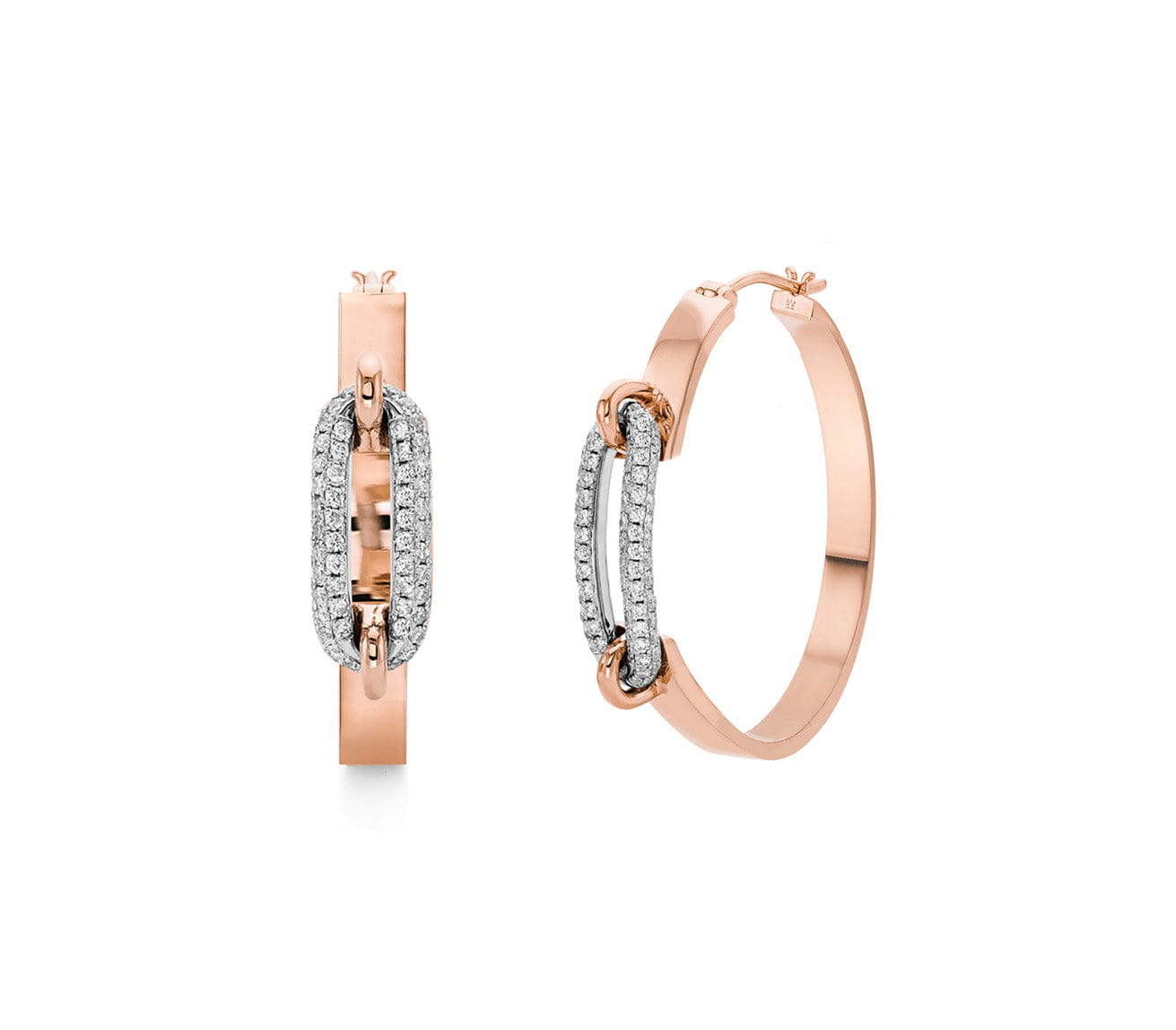 Pavé Luxe Link Hoop Earrings
