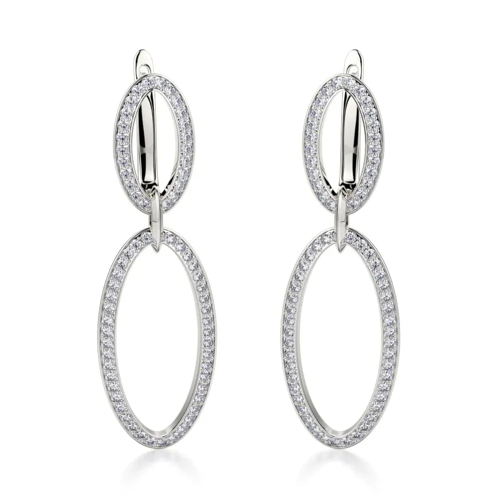 MICHAEL M Double Oval Diamond Drop Earrings MKOB169RG