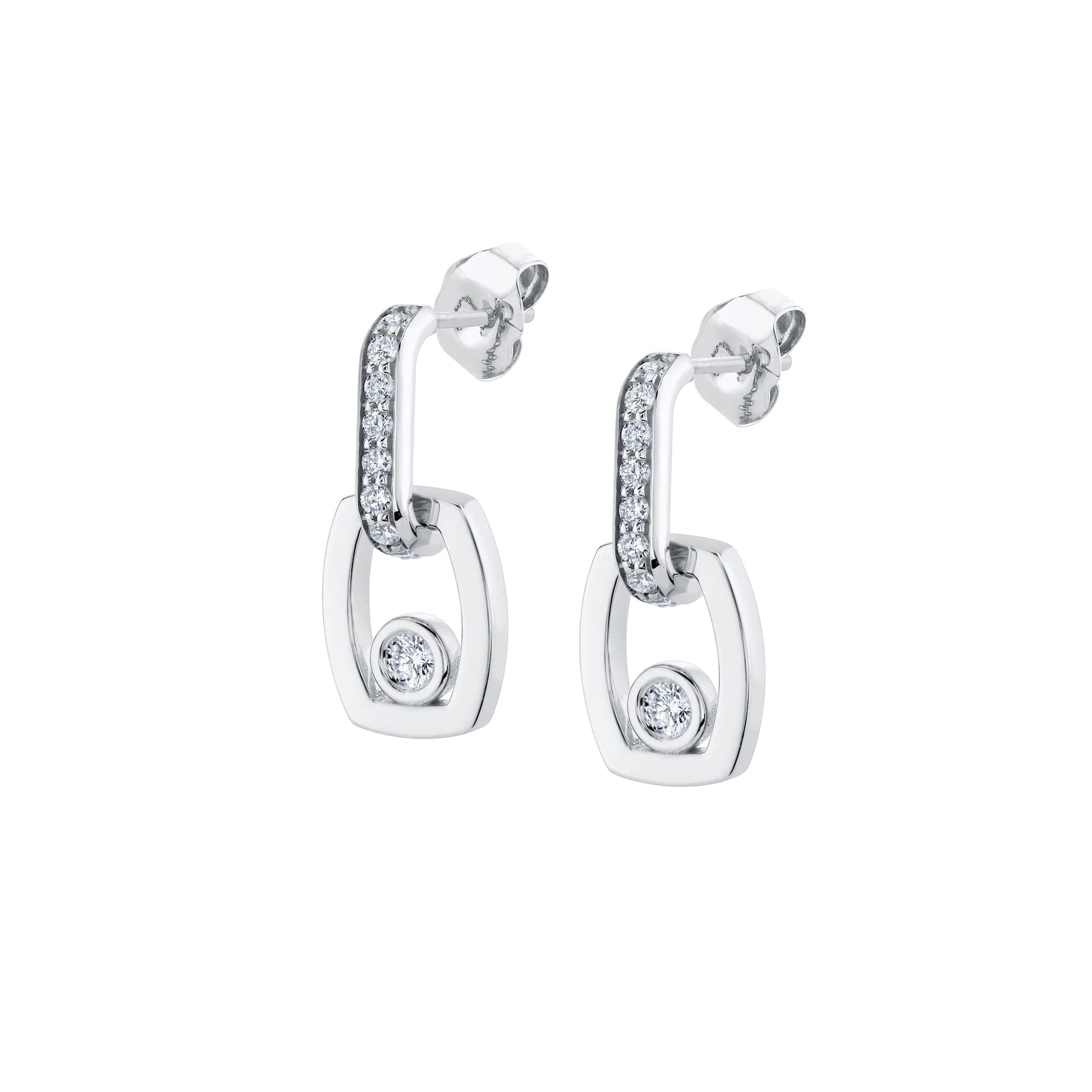 Link Earrings with Bezel Set Diamond