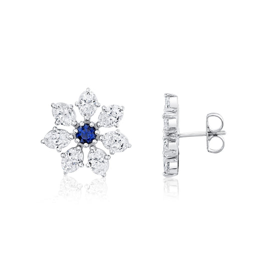 Montage Color Sapphire Floral Cluster Stud Earrings