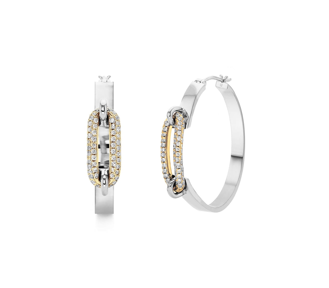 Pavé Luxe Link Hoop Earrings