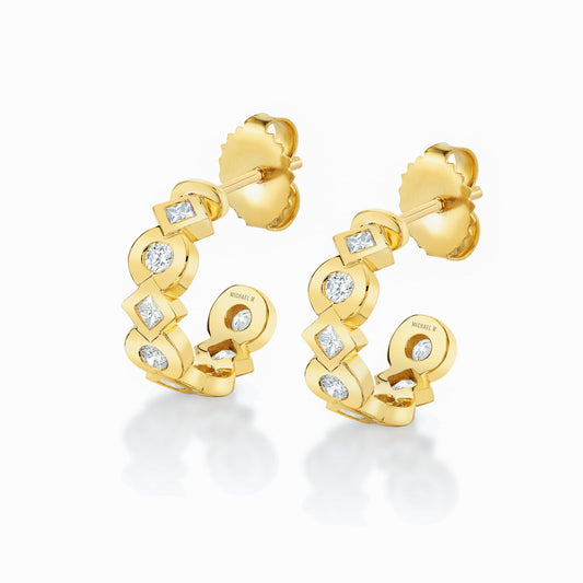 Bezel Round and Princess Hoops