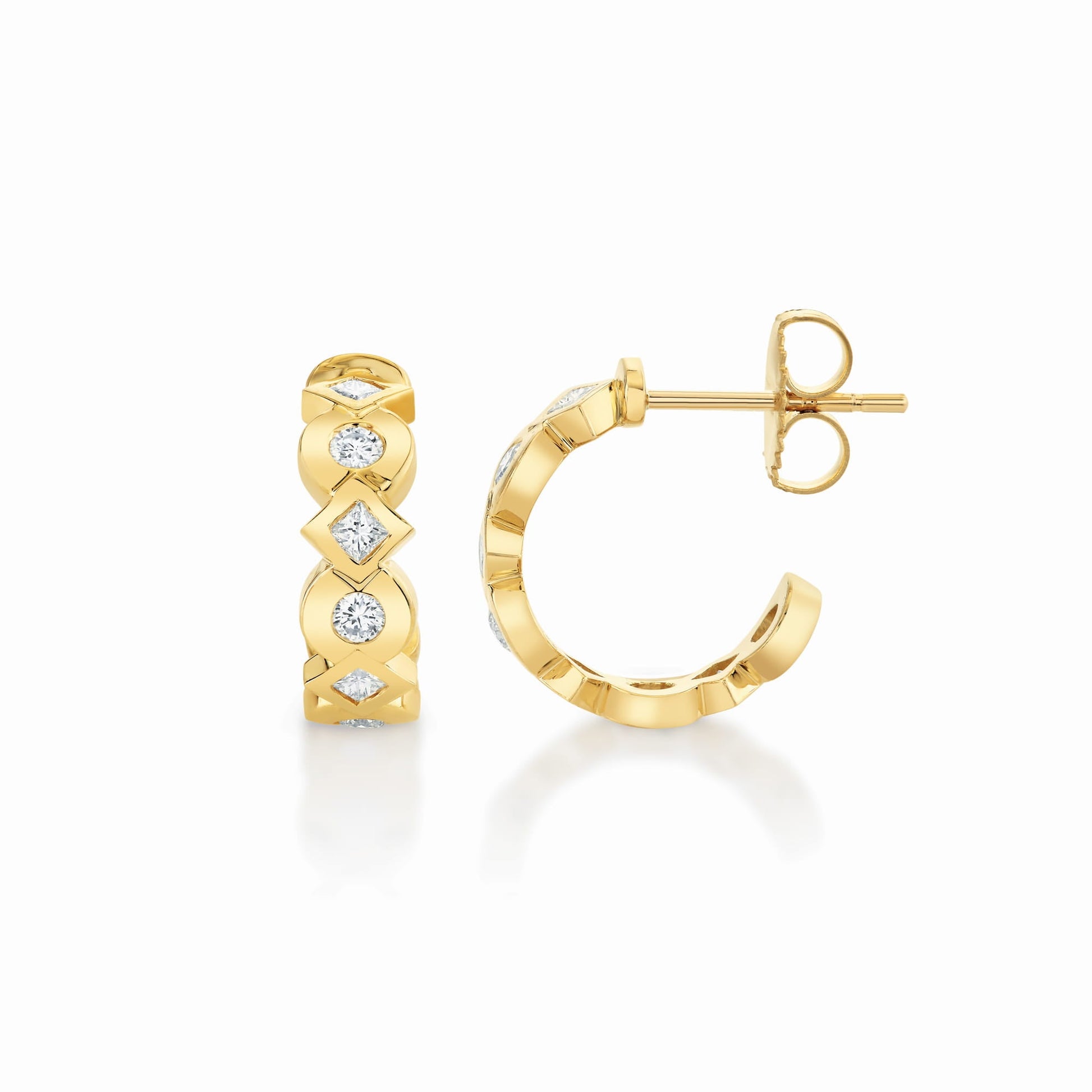 Bezel Round and Princess Hoops
