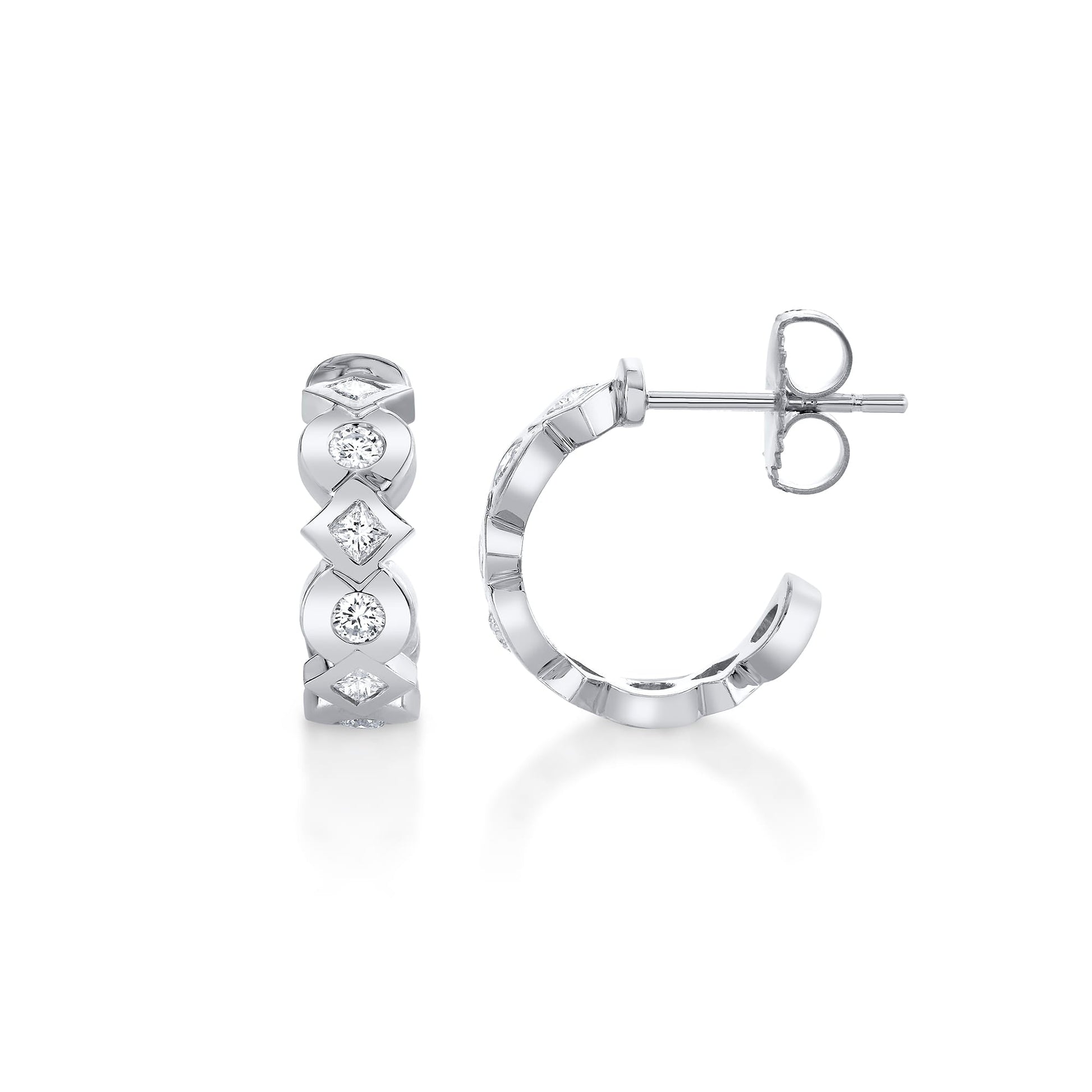 Bezel Round and Princess Hoops