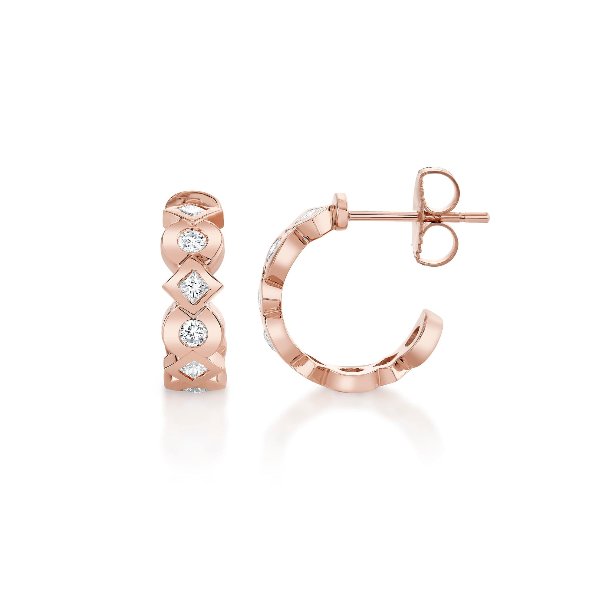 Bezel Round and Princess Hoops