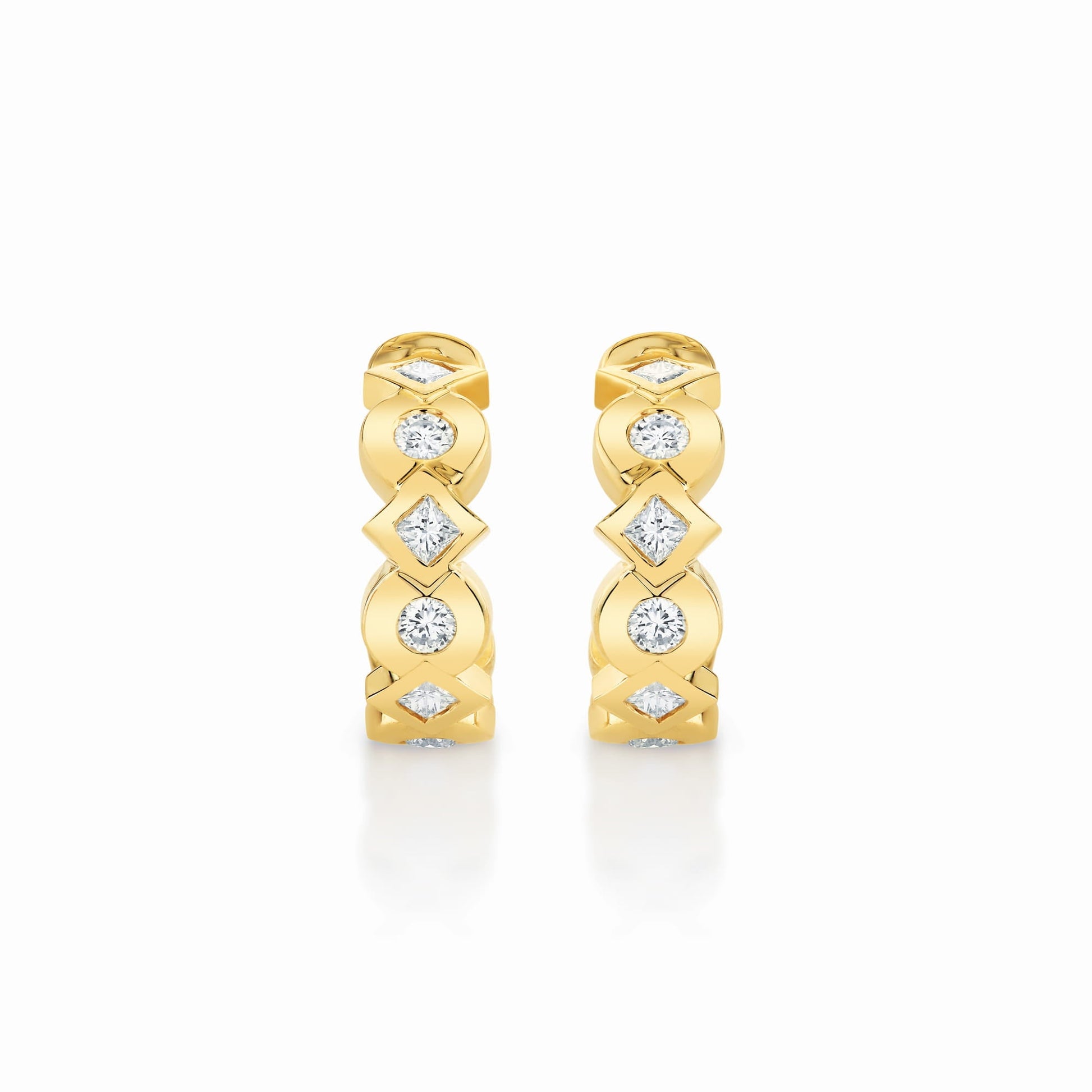 Bezel Round and Princess Hoops
