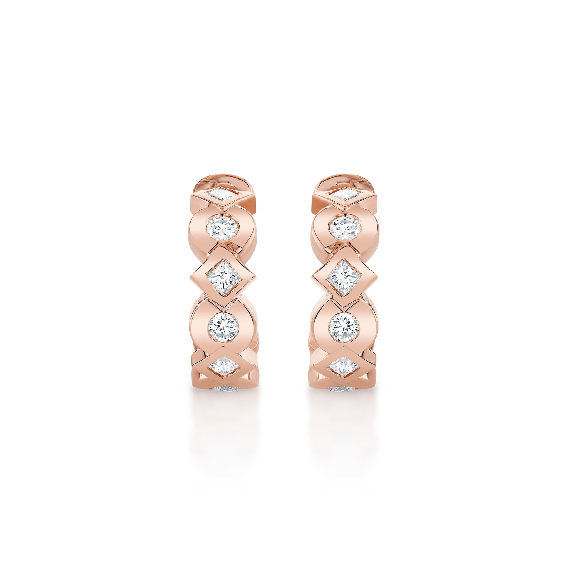 Bezel Round and Princess Hoops