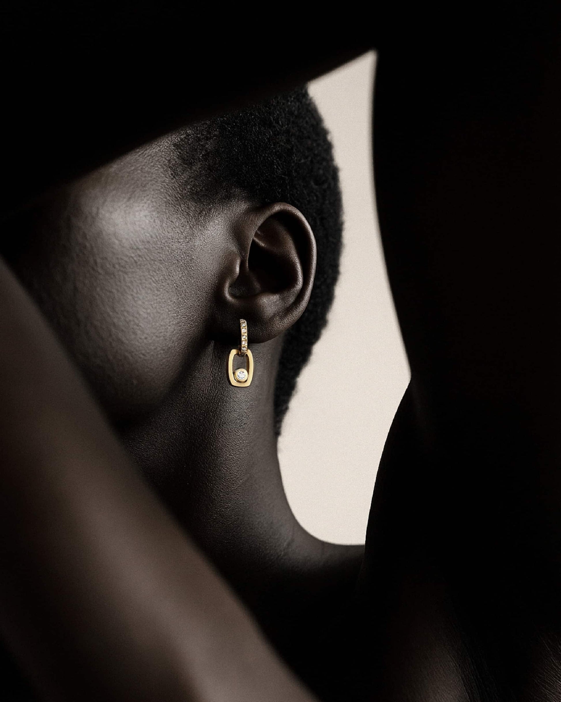 Link Earrings with Bezel Set Diamond