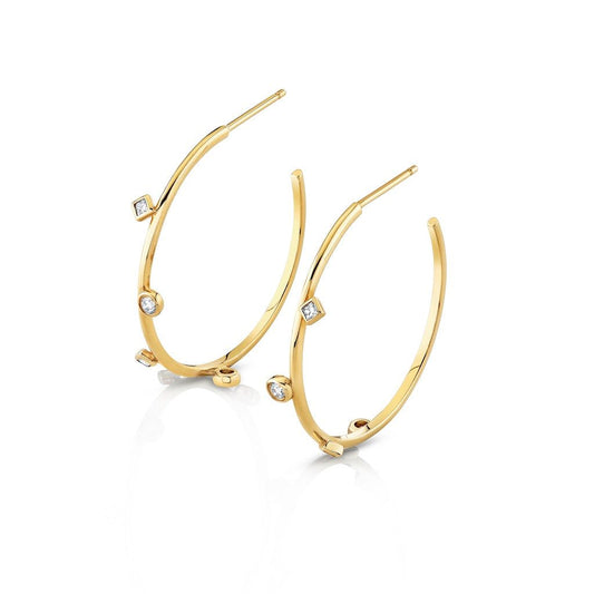 Mixed Shape Bezel Hoops