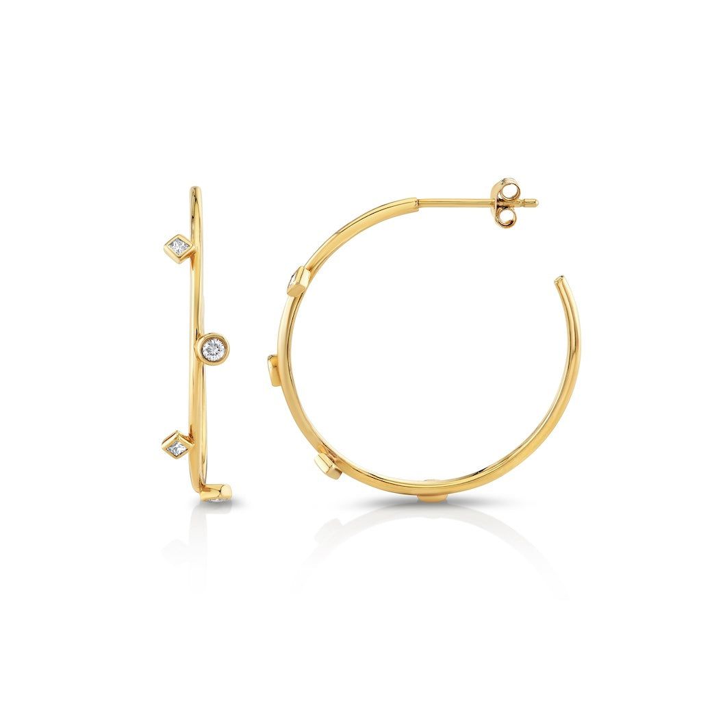 MICHAEL M Mixed Shape Bezel Hoops 