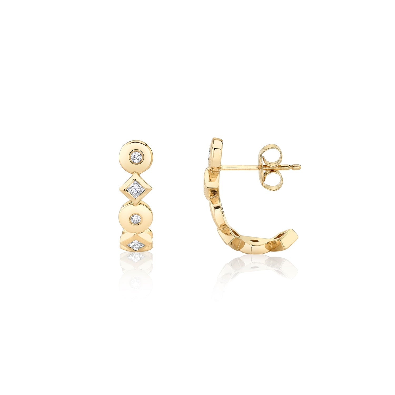 Mixed Shape Bezel Huggies