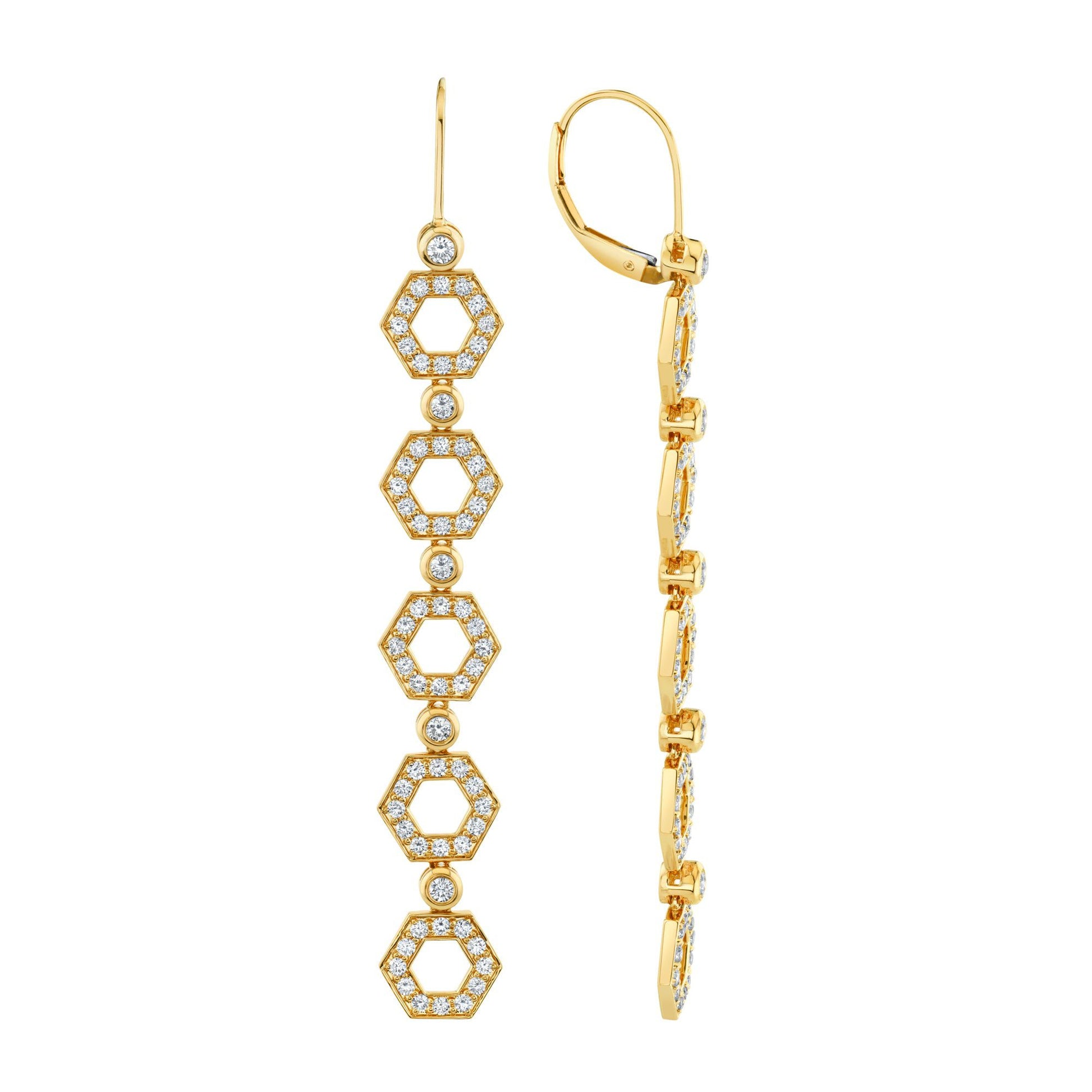 Pavé Hex Long Infinity Earrings