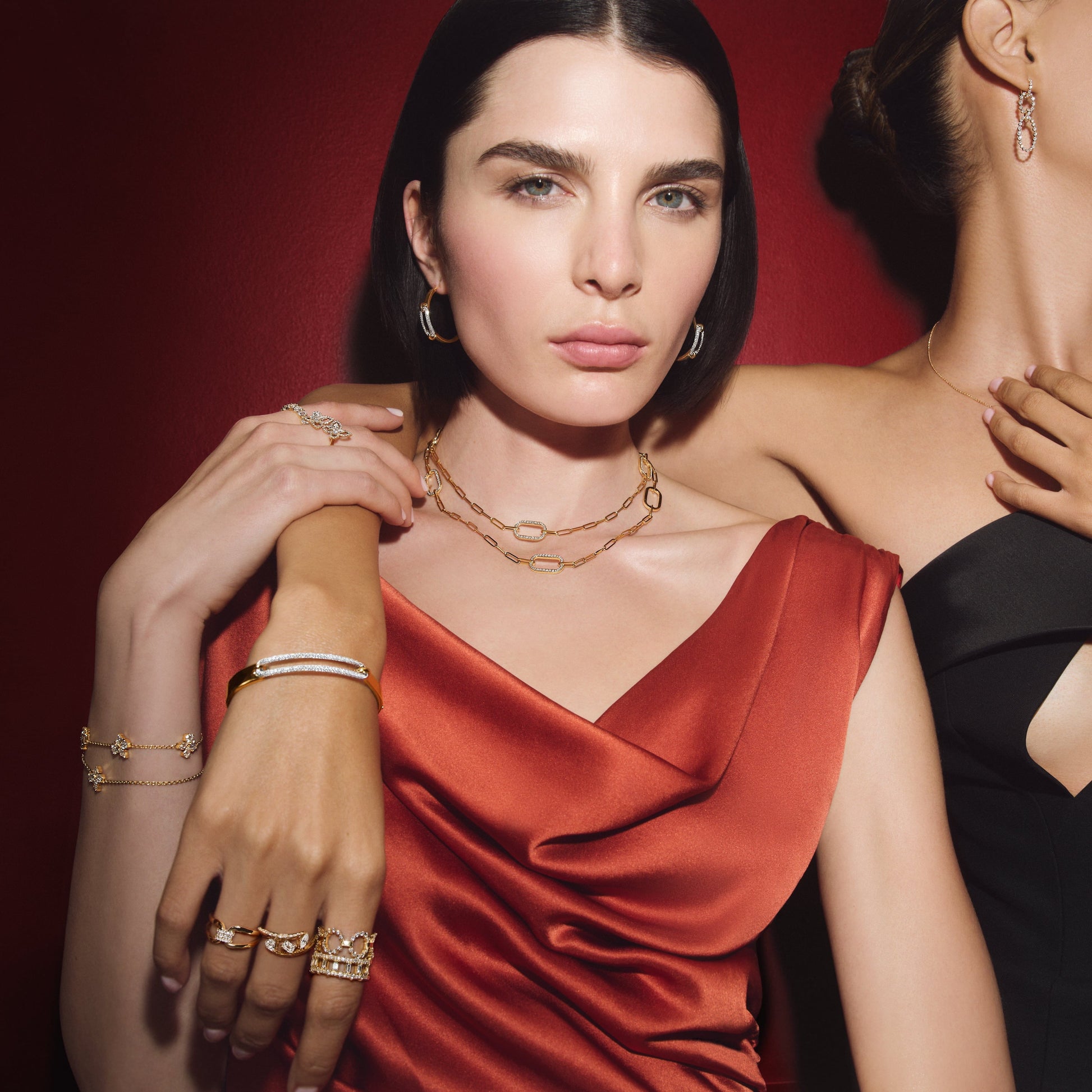 Pavé Luxe Link Hoop Earrings