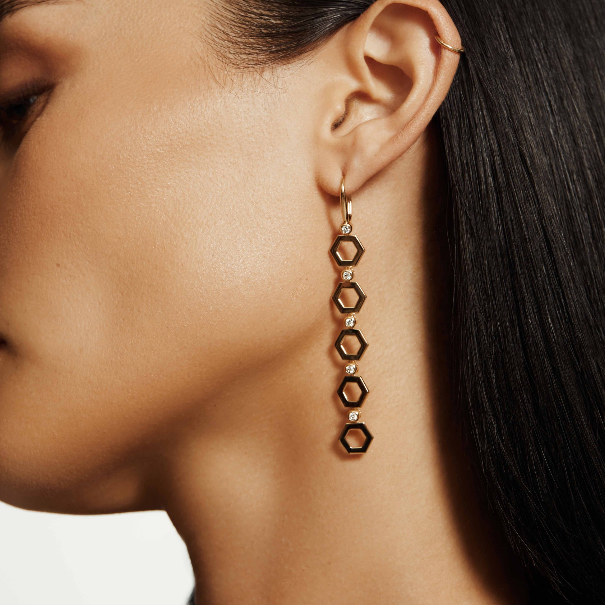 Plain Hex Long Infinity Earrings