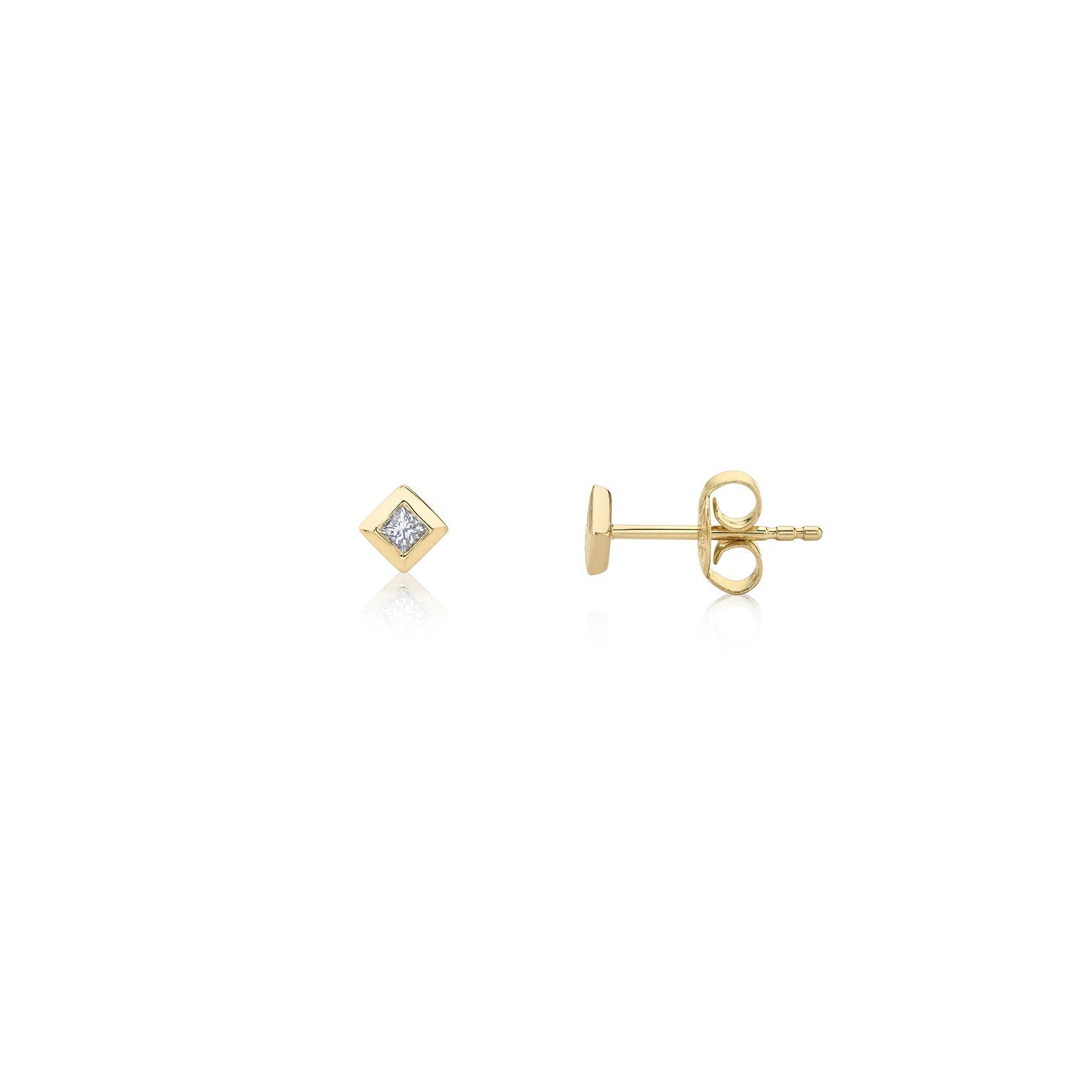 Princess Bezel Stud Earrings