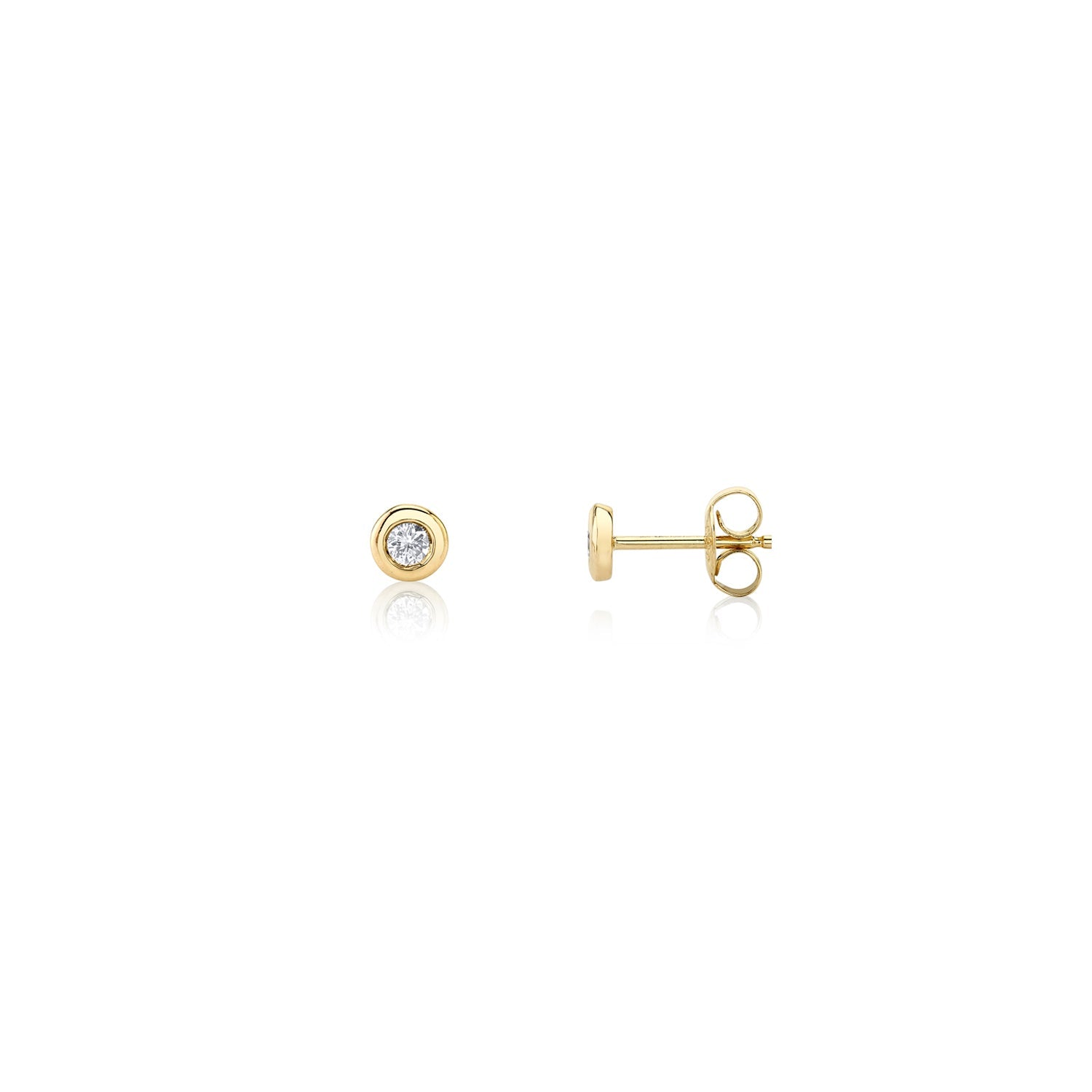 Round Bezel Stud Earrings