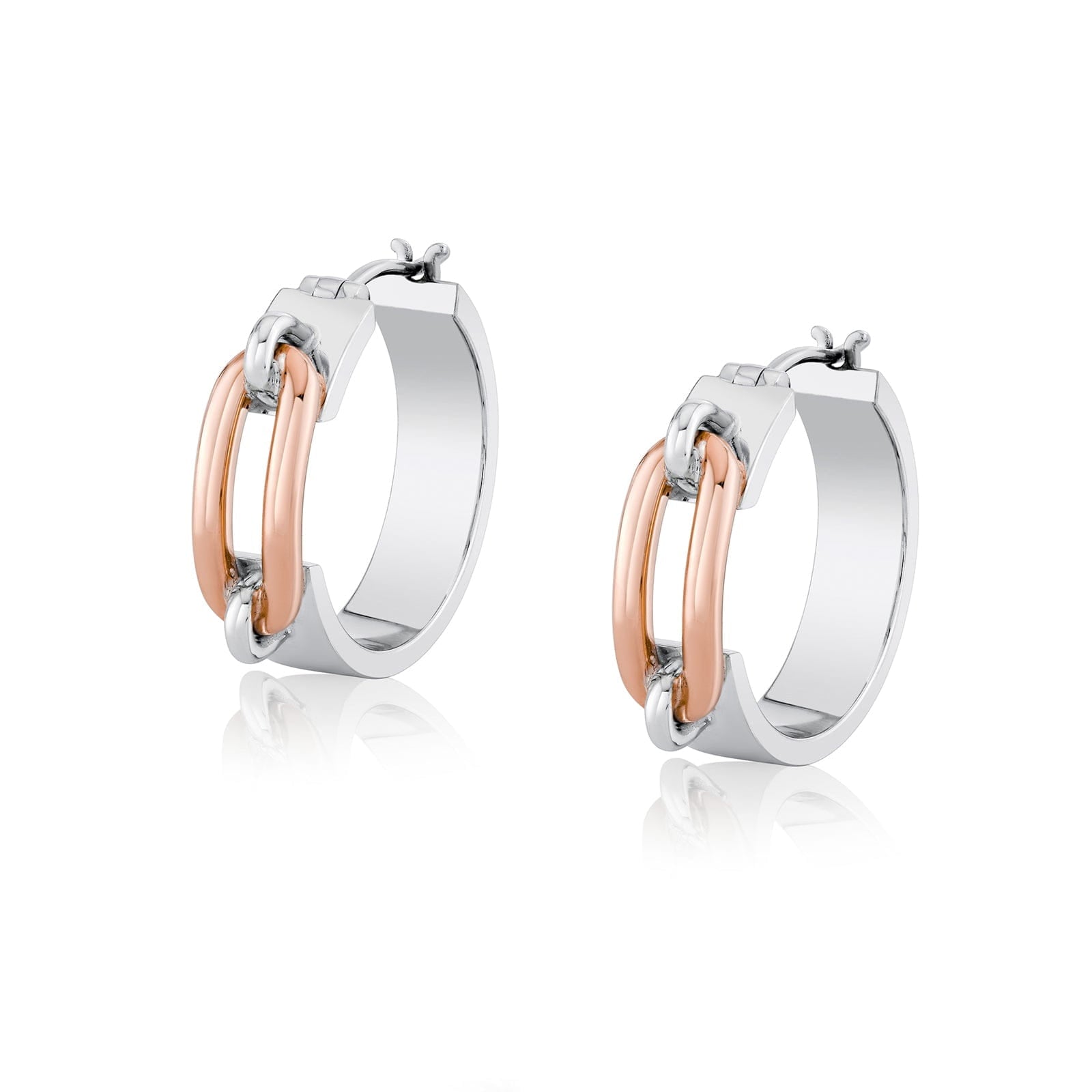 Wide Luxe Link Hoop Earrings in Gold & Silver