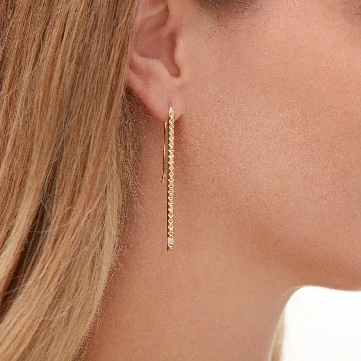 Single Stone Foundation Bar Earrings