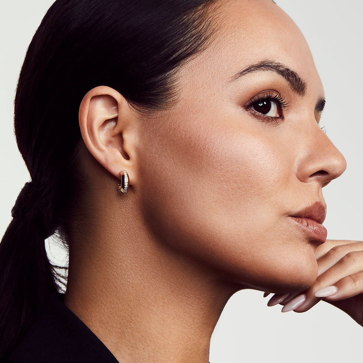 MICHAEL M Small Pav√© Luxe Link Hoops