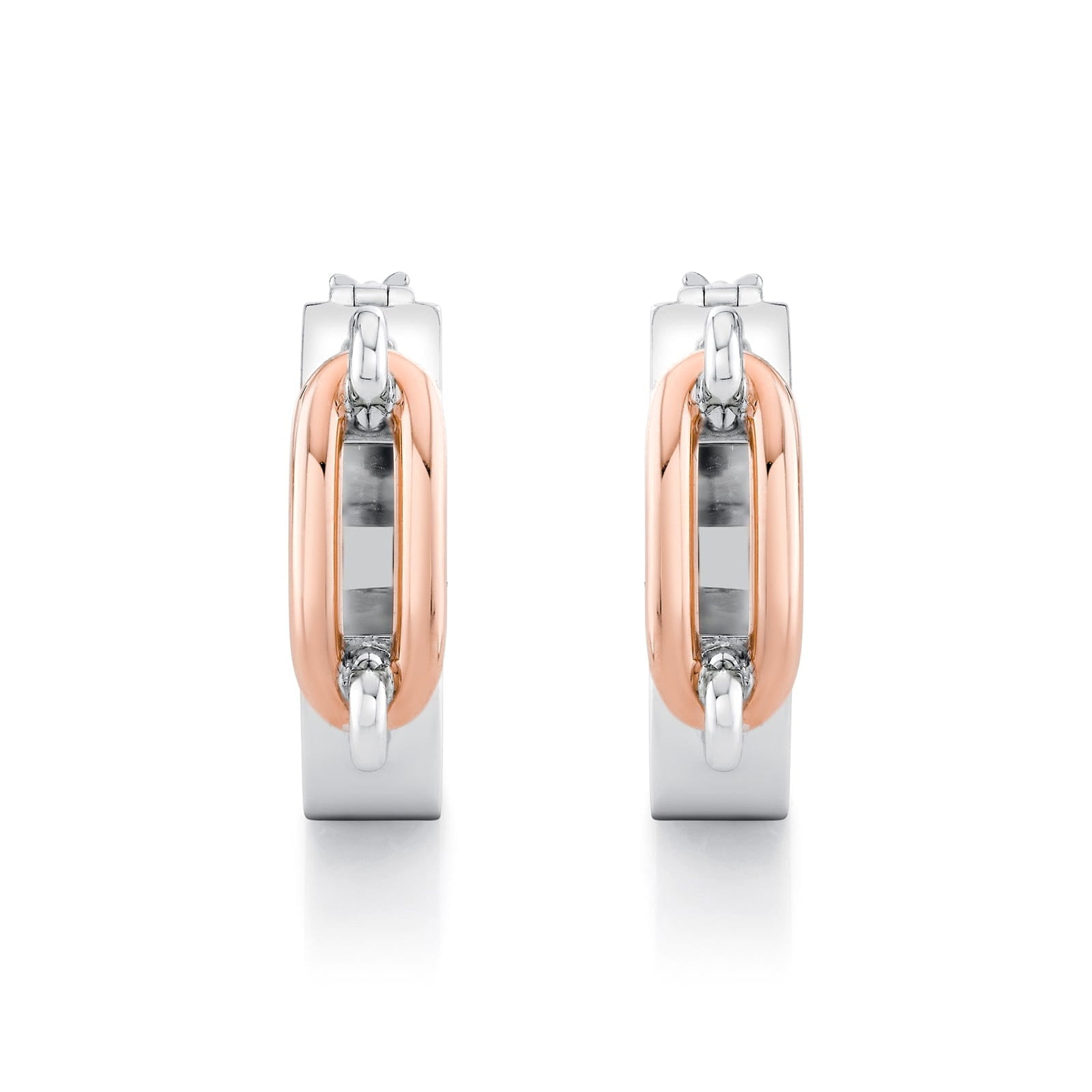 Wide Luxe Link Hoop Earrings in Gold & Silver
