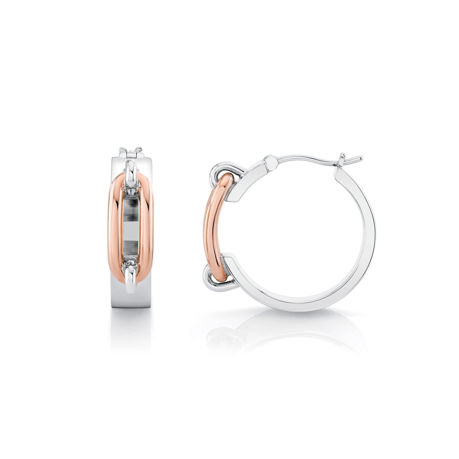 Wide Luxe Link Hoop Earrings in Gold & Silver