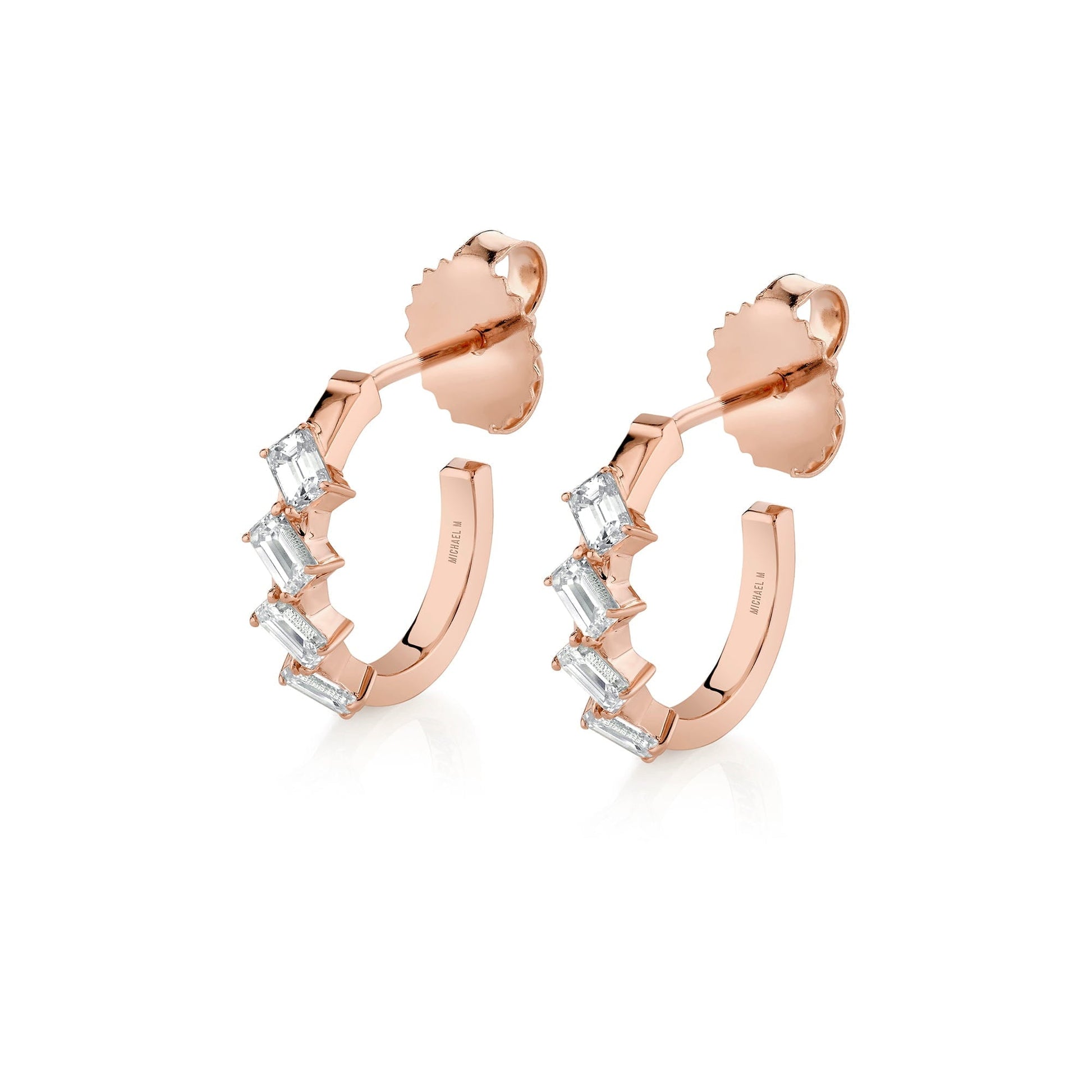 Mini Montage Emerald Cut Diamond Hoops