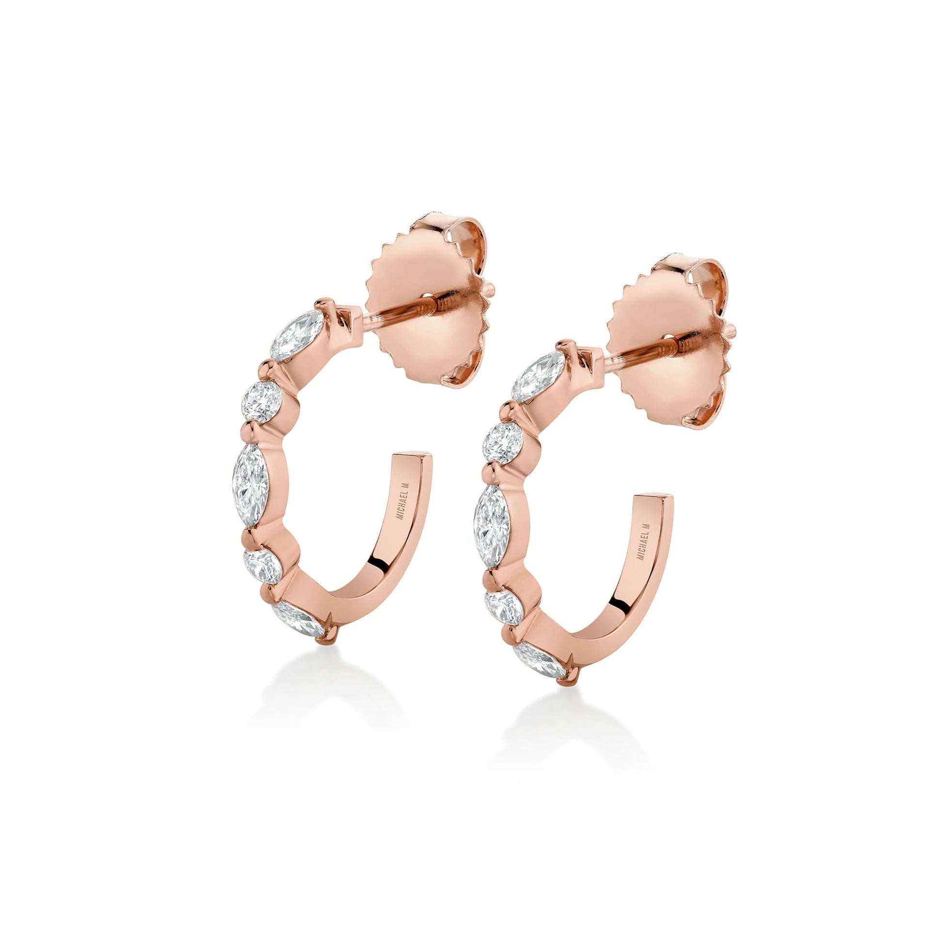 Mini Montage Marquise and Round Cut Diamond Hoops