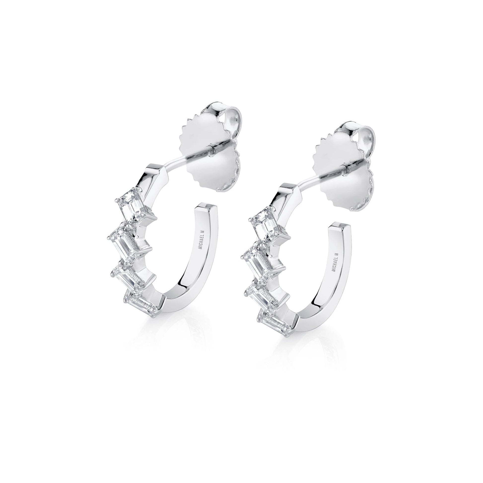 Mini Montage Emerald Cut Diamond Hoops