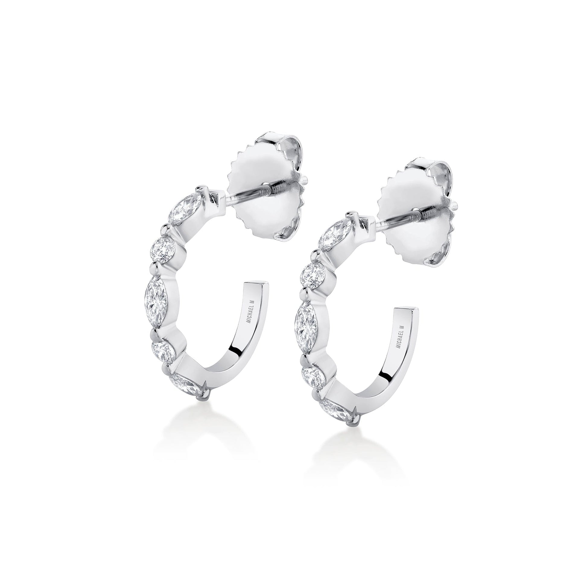 Mini Montage Marquise and Round Cut Diamond Hoops