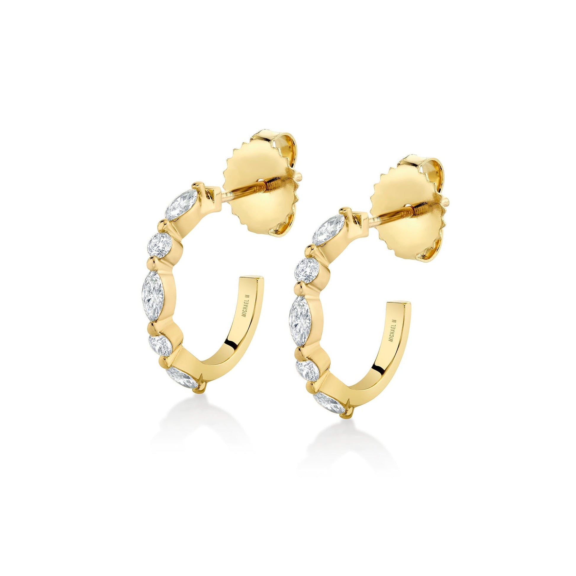 Mini Montage Marquise and Round Cut Diamond Hoops