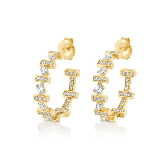 Montage Mixed-Cut Pavé Bar Earrings