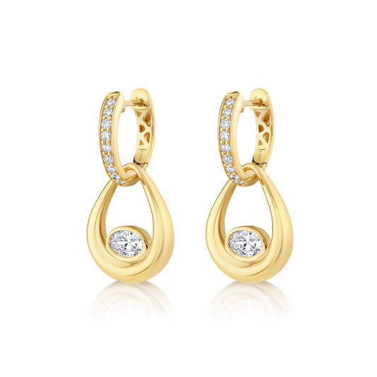 Orb Teardrop Bezel Drop Earrings
