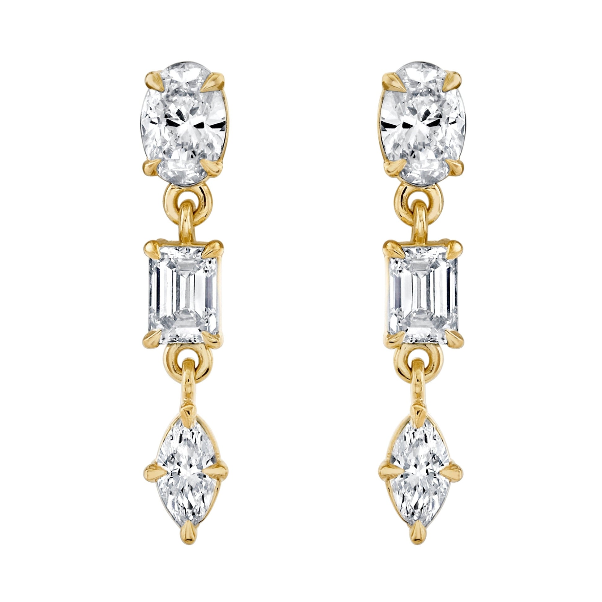 Montage 3 Stone Drop Earrings