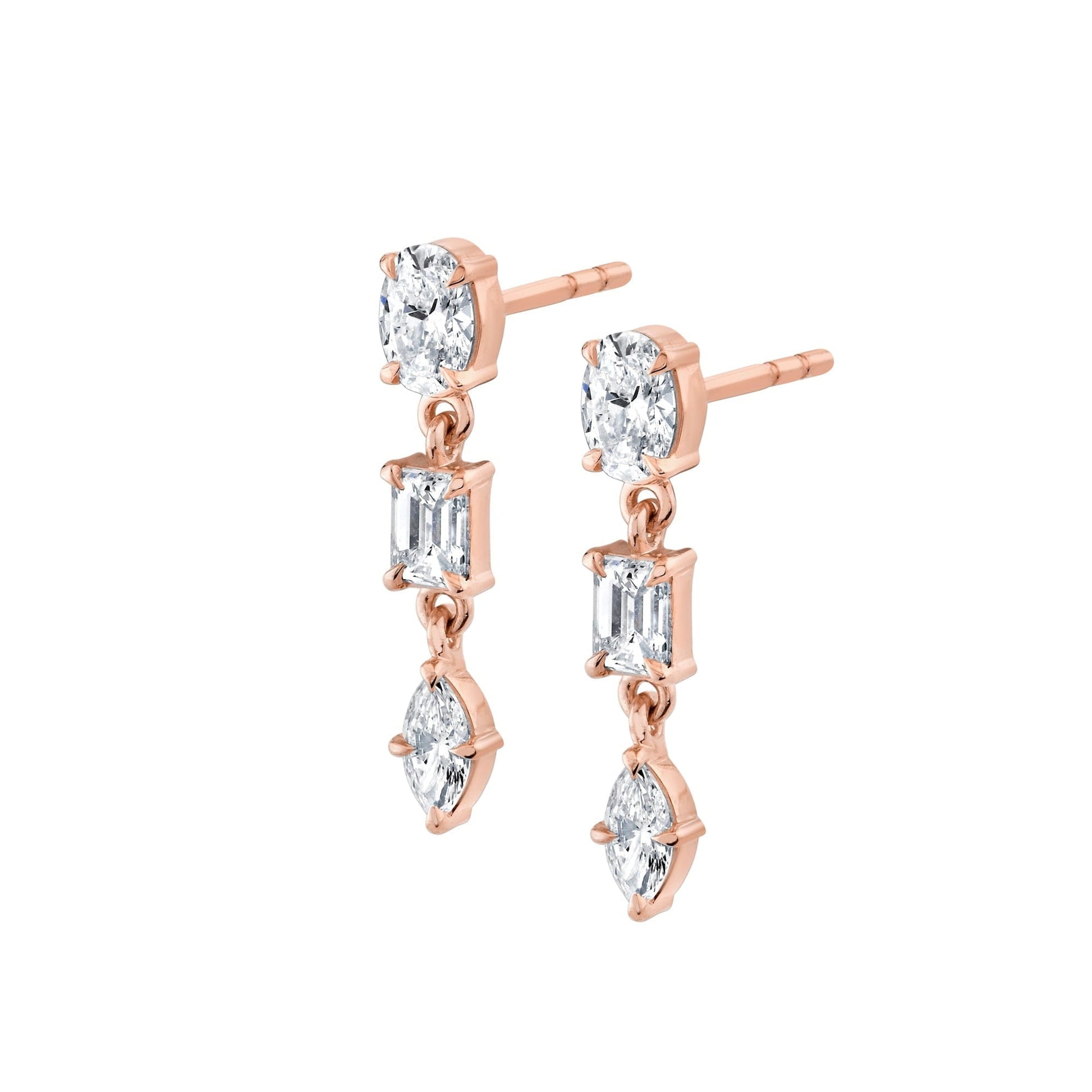 Montage 3 Stone Drop Earrings
