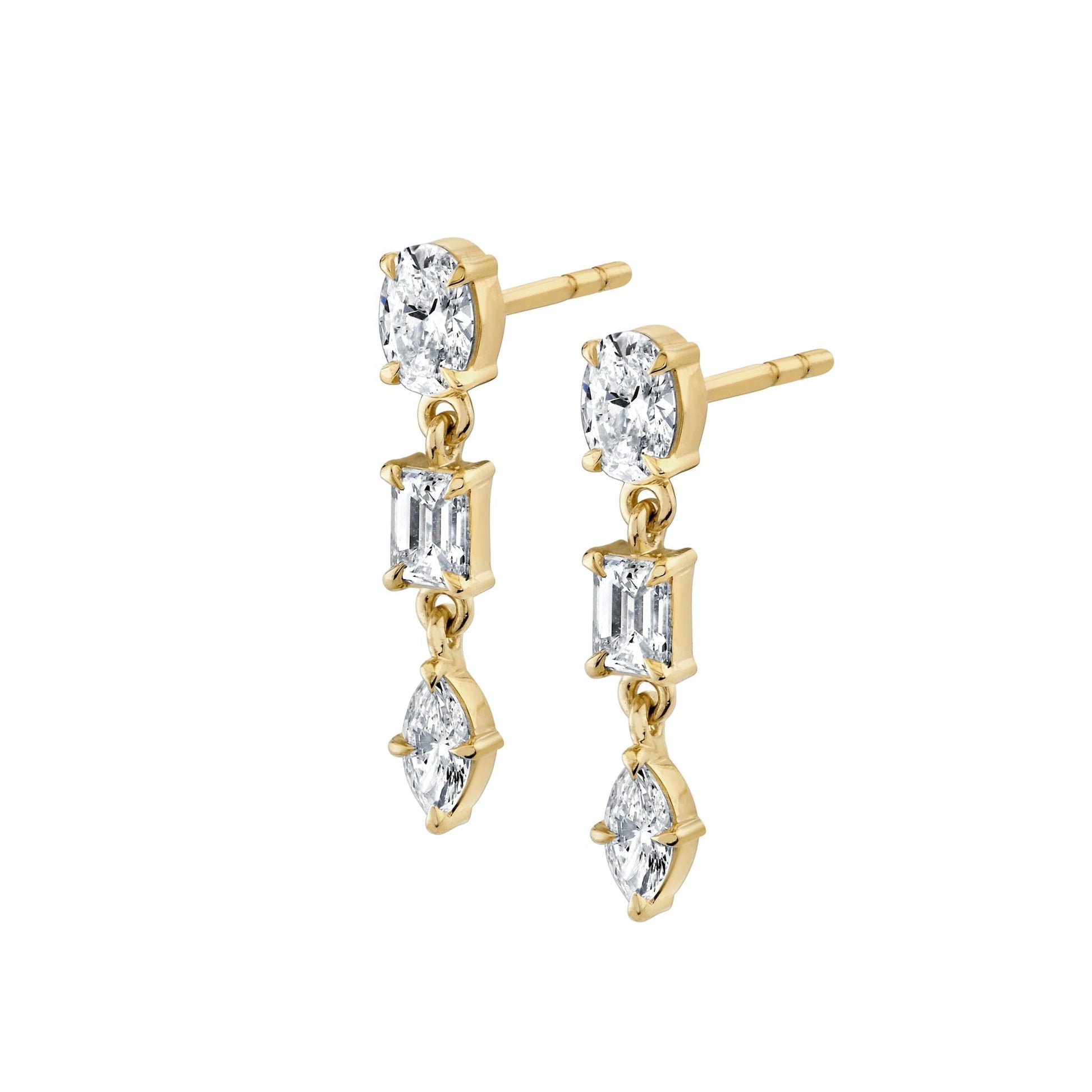 Montage 3 Stone Drop Earrings