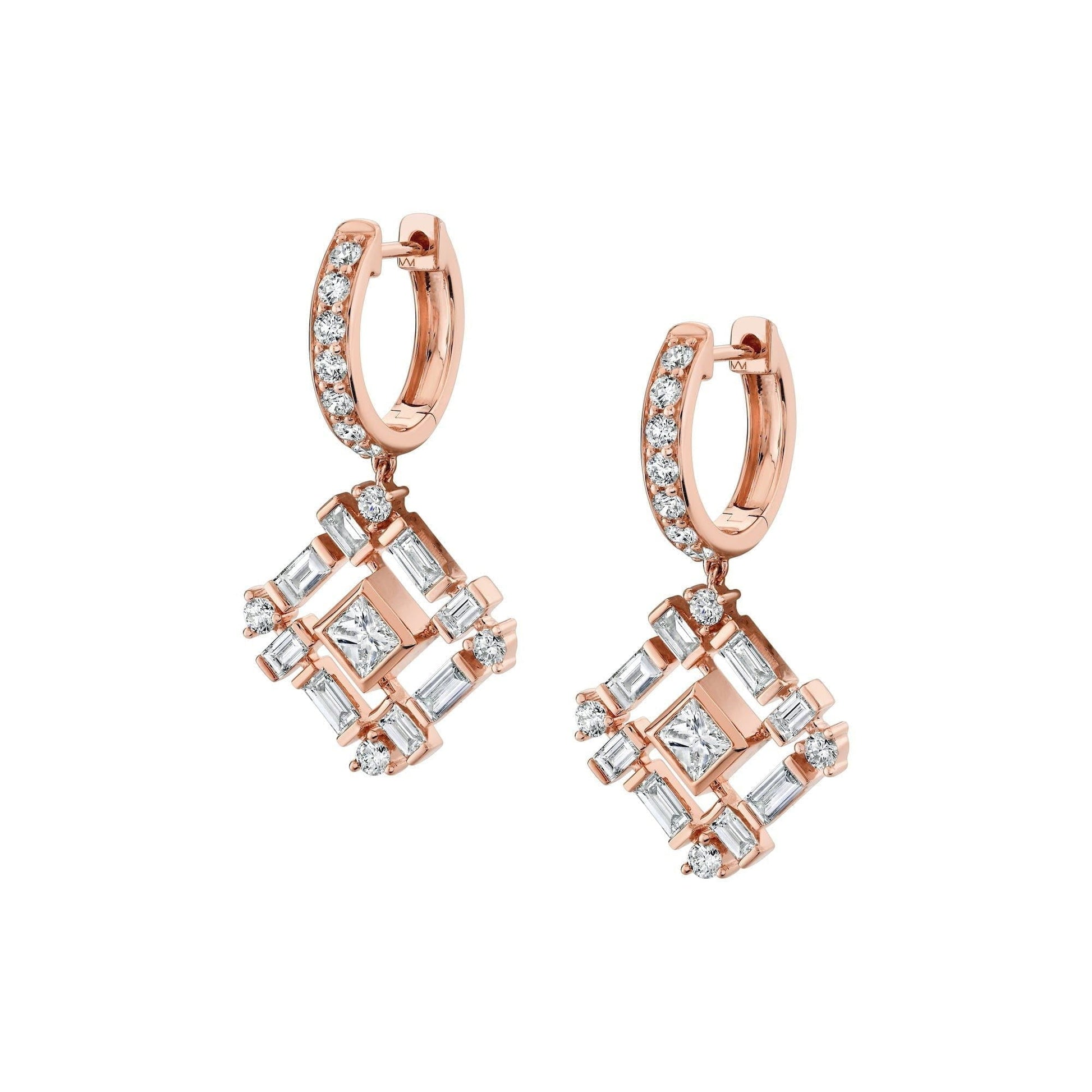 Montage Baguette Drop Earrings