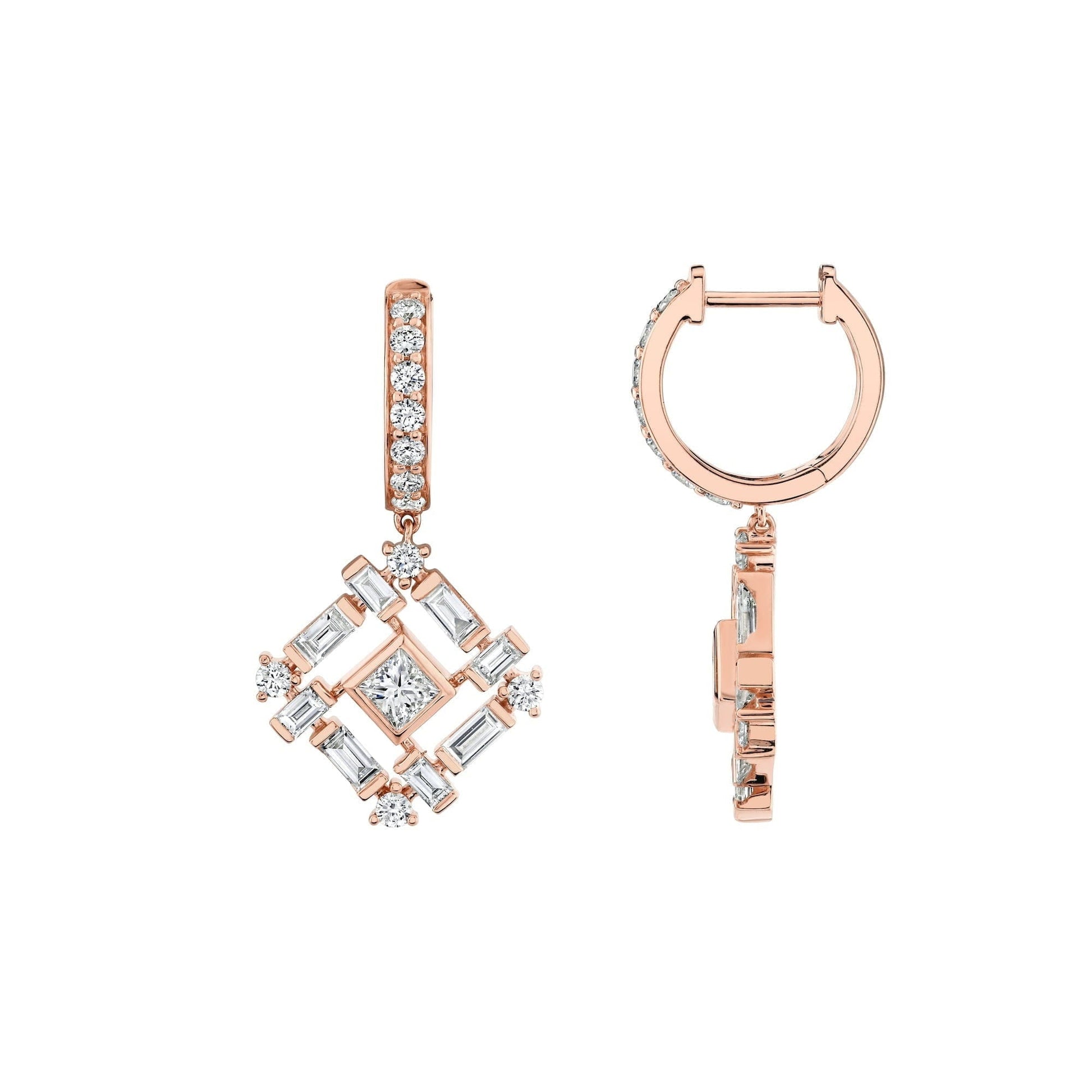 Montage Baguette Drop Earrings