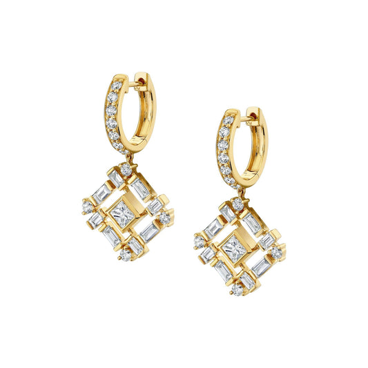 Montage Baguette Drop Earrings