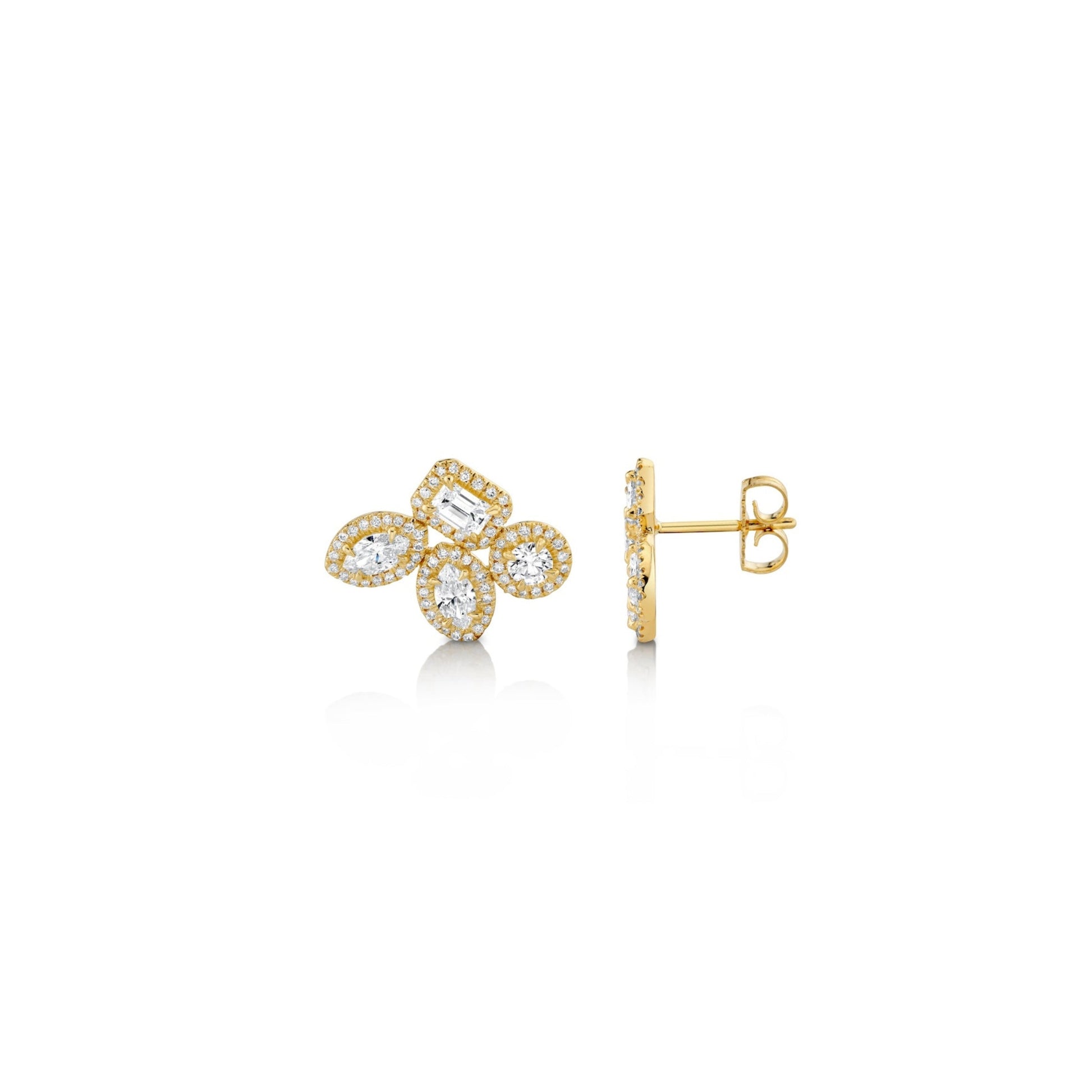 Montage Cluster Stud Halo Earrings