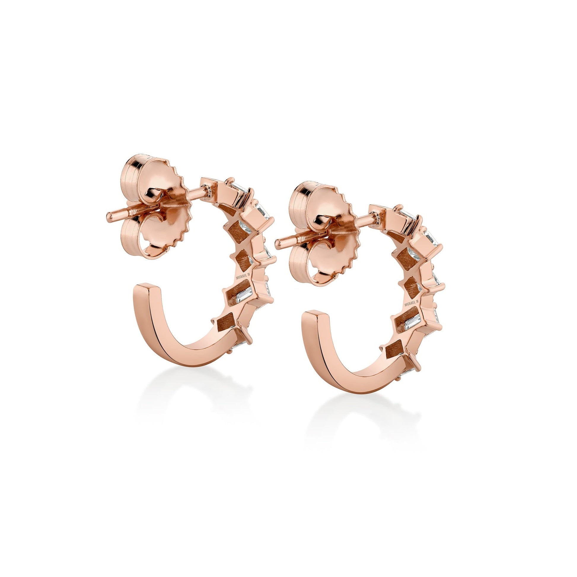 Mini Montage Emerald and Princess Cut Diamond Hoops