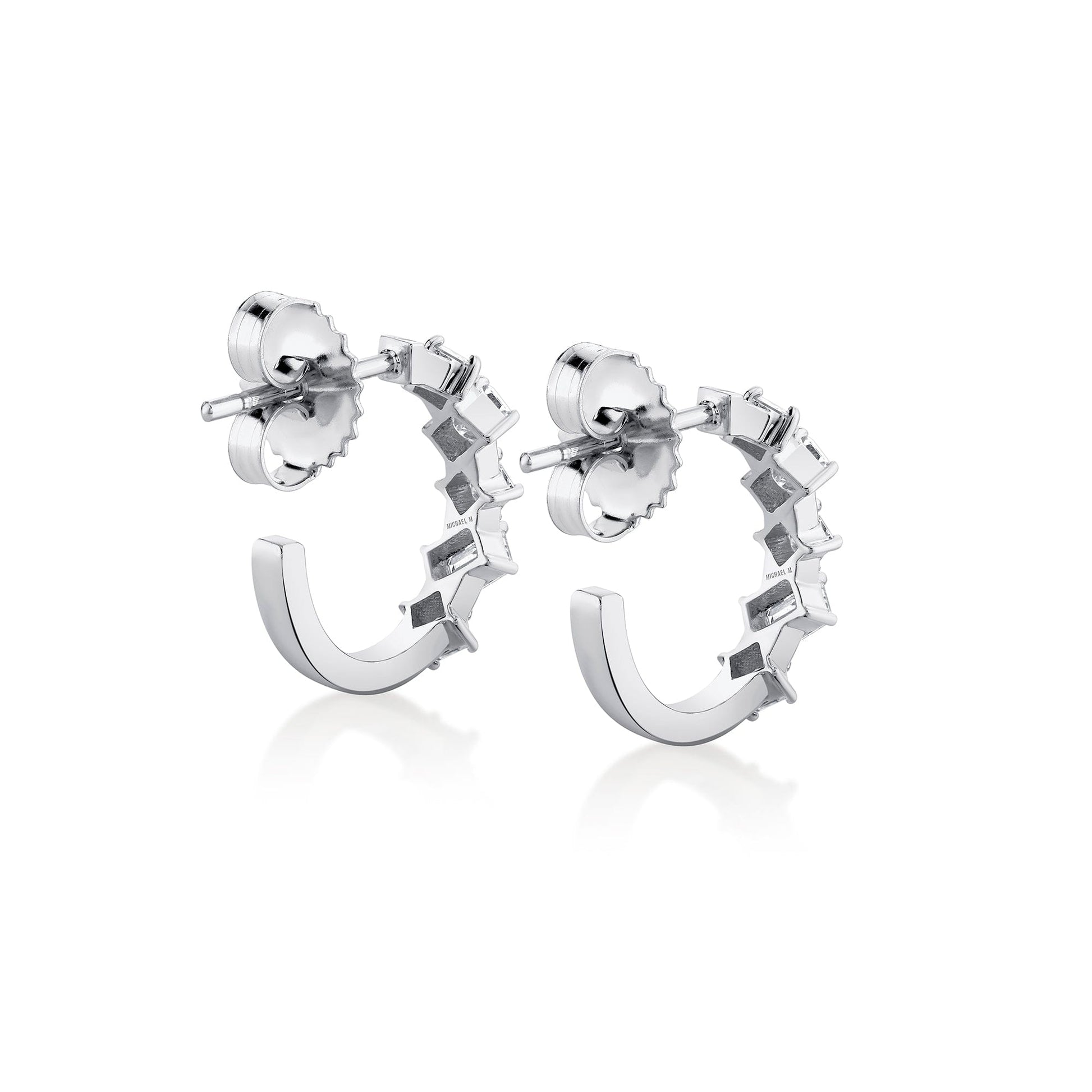 Mini Montage Emerald and Princess Cut Diamond Hoops
