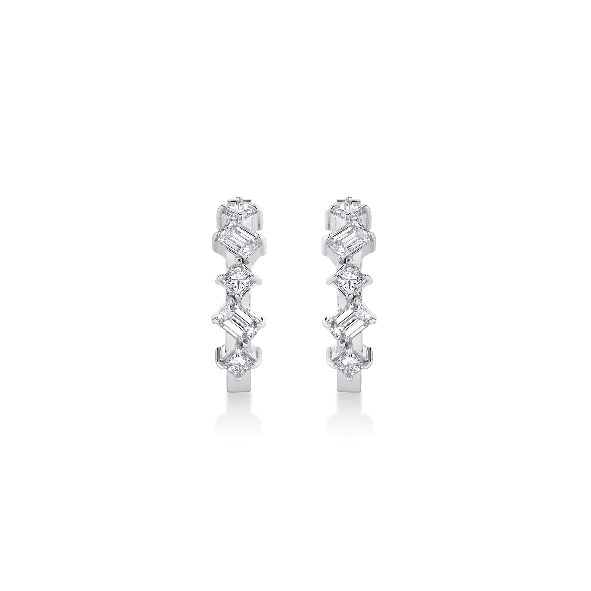 Mini Montage Emerald and Princess Cut Diamond Hoops