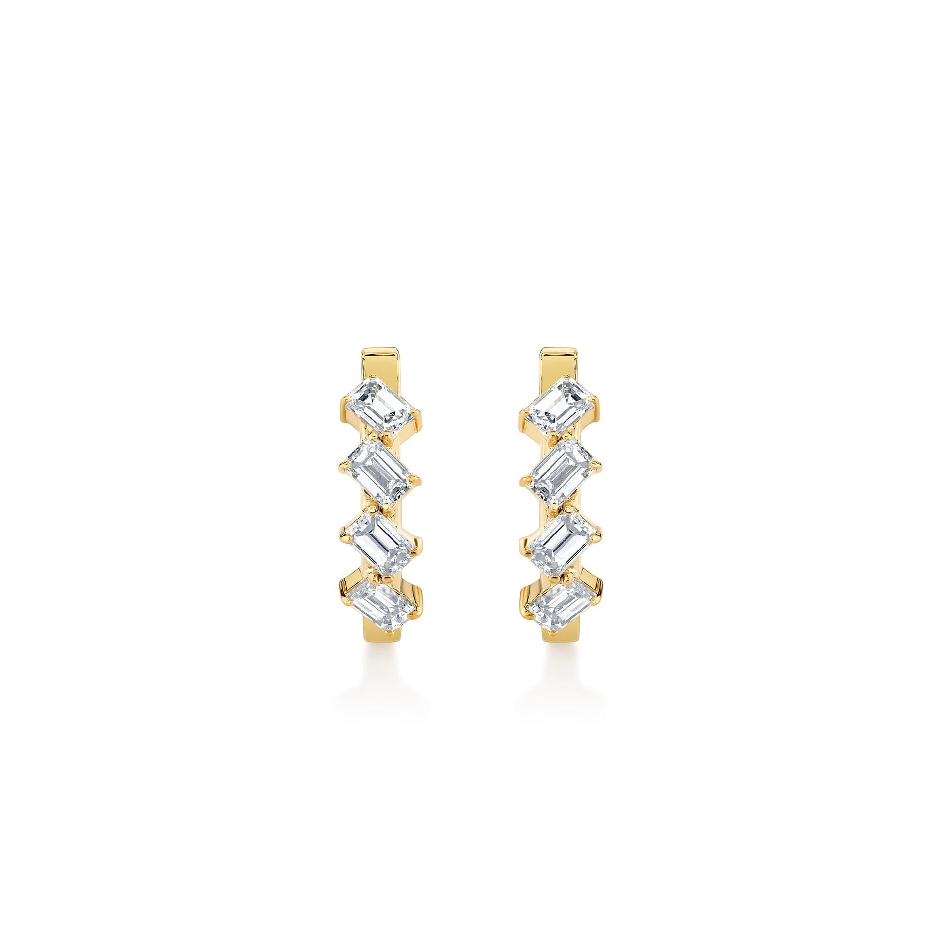 Mini Montage Emerald Cut Diamond Hoops