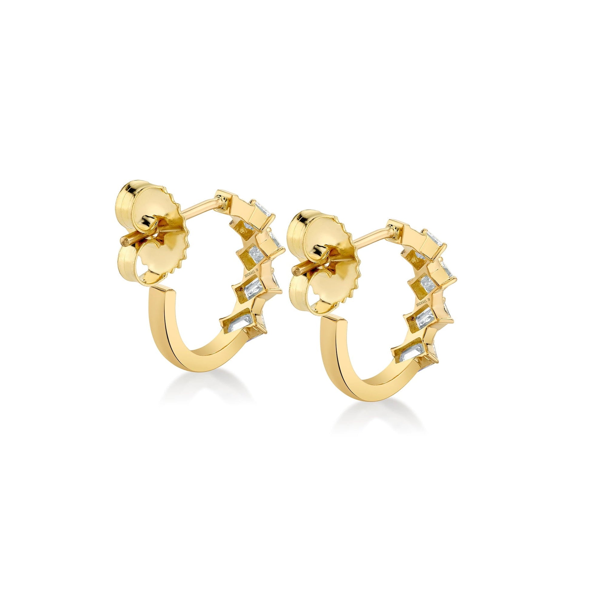 Mini Montage Emerald Cut Diamond Hoops