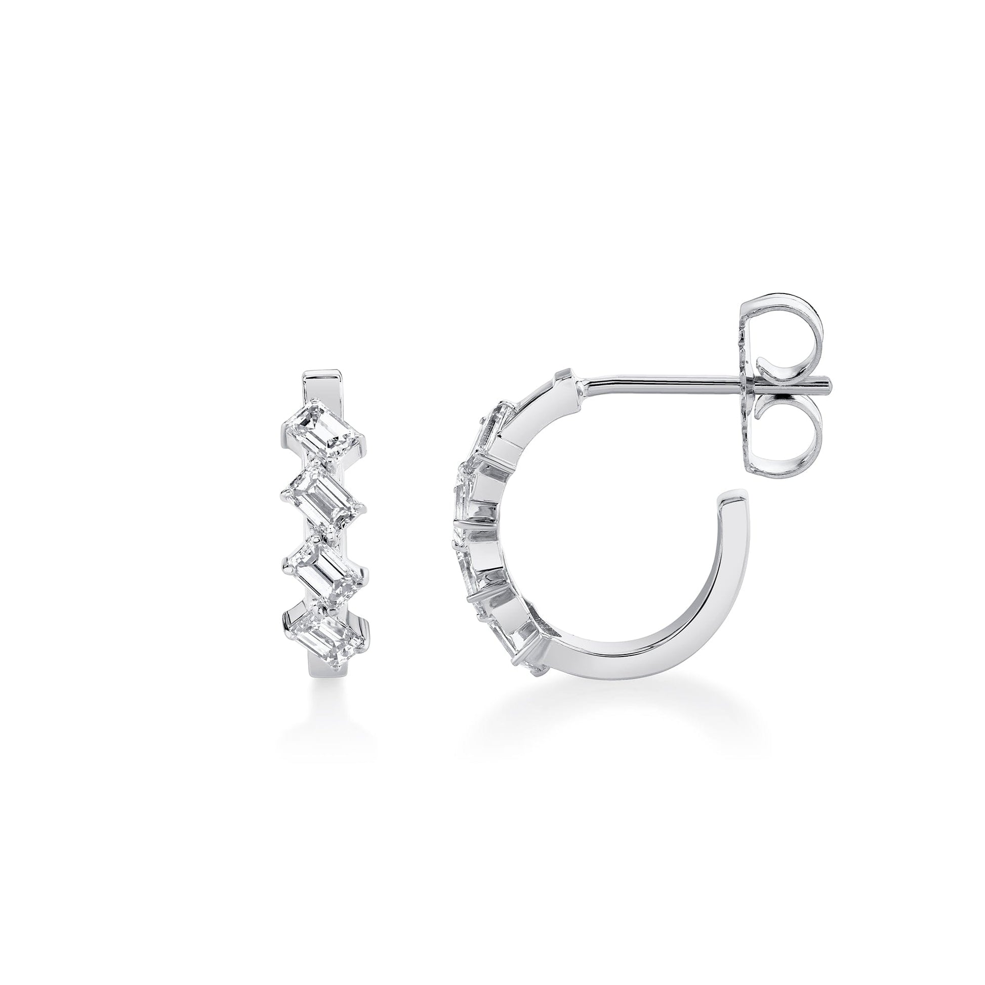 Mini Montage Emerald Cut Diamond Hoops