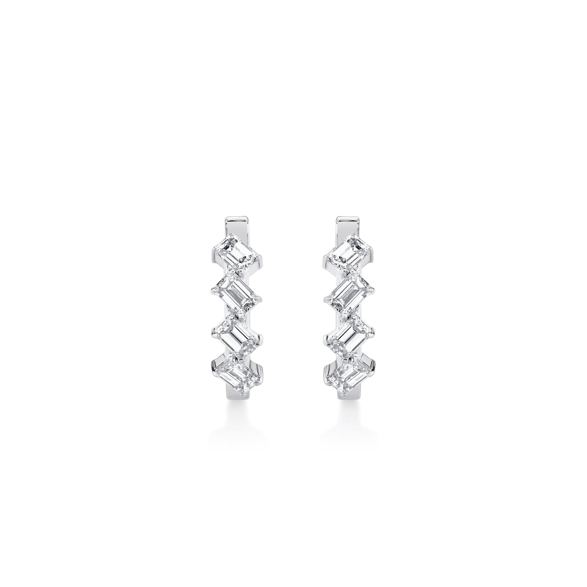 Mini Montage Emerald Cut Diamond Hoops